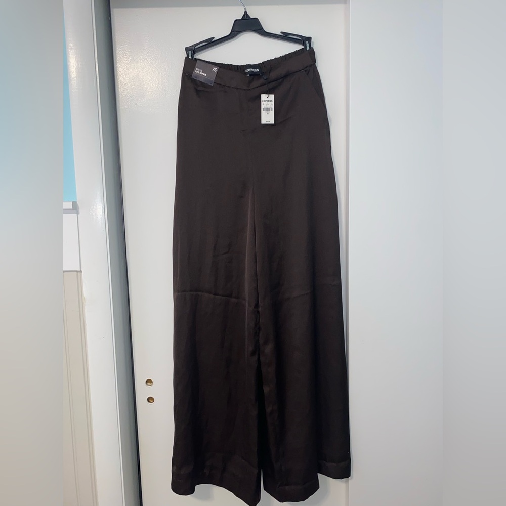 Pant/Slacks Deep brown satin appearance. Perfect for the office!